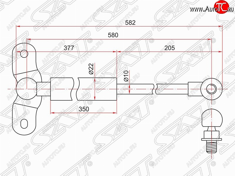 1 049 р. Левый упор крышки багажника SAT (газовый)  Honda Odyssey  2 (1999-2003)  с доставкой в г. Москва