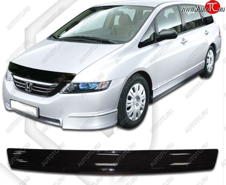 1 799 р. Дефлектор капота (RB1, RB2) CA-Plastic  Honda Odyssey  3 (2004-2008) (Classic черный, Без надписи)  с доставкой в г. Москва