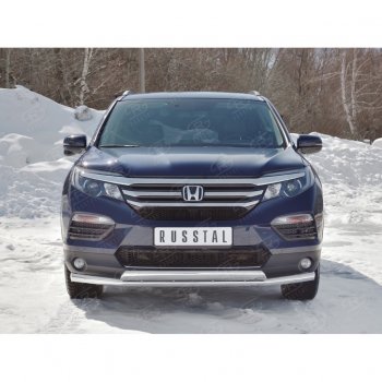 23 699 р. Защита переднего бампера (2 трубы Ø63 и 75х42 мм, нержавейка) Russtal Honda Pilot YF6 дорестайлинг (2016-2019)  с доставкой в г. Москва. Увеличить фотографию 4