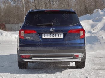 21 699 р. Защита заднего бампера (2 трубы Ø63 и 42 мм, нержавейка) SLITKOFF Honda Pilot YF6 дорестайлинг (2016-2019)  с доставкой в г. Москва. Увеличить фотографию 4