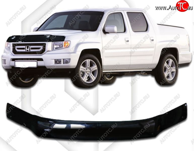 2 079 р. Дефлектор капота CA-Plastic  Honda Ridgeline  YK1 (2005-2008) дорестайлинг (Classic черный, Без надписи)  с доставкой в г. Москва