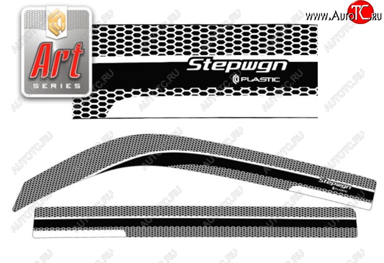 2 299 р. Дефлектора окон  StepWagon (2003-2005) RF3-RF8 CA-Plastiс  Honda StepWagon  RF3,RF4 (2003-2005) минивэн рестайлинг (Серия Art графит, Без хром.молдинга)  с доставкой в г. Москва