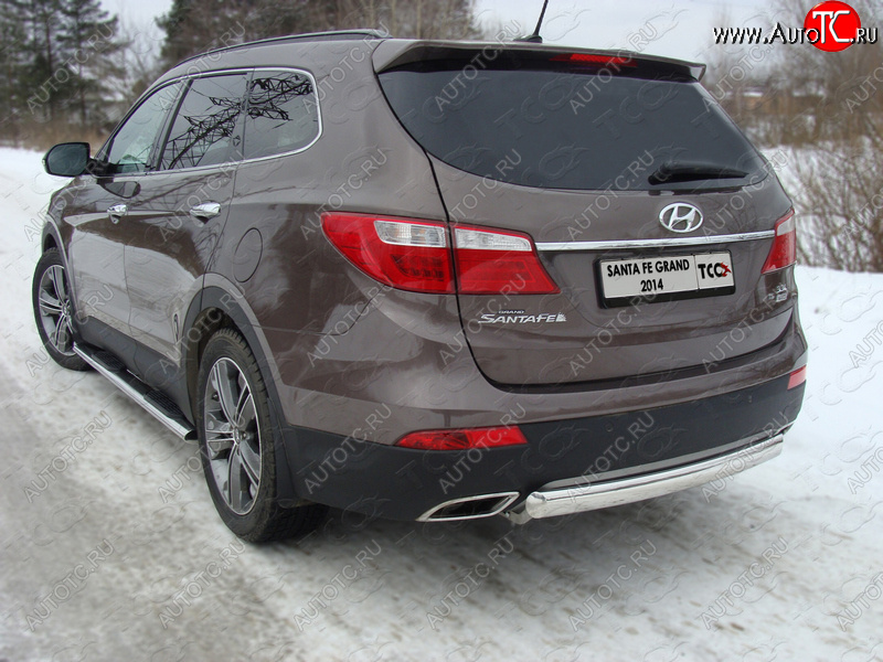 16 849 р. Защита заднего бампера (овальная) ТСС (нержавейка d 75х42 мм)  Hyundai Grand Santa Fe  1 DM (2013-2016) дорестайлинг  с доставкой в г. Москва