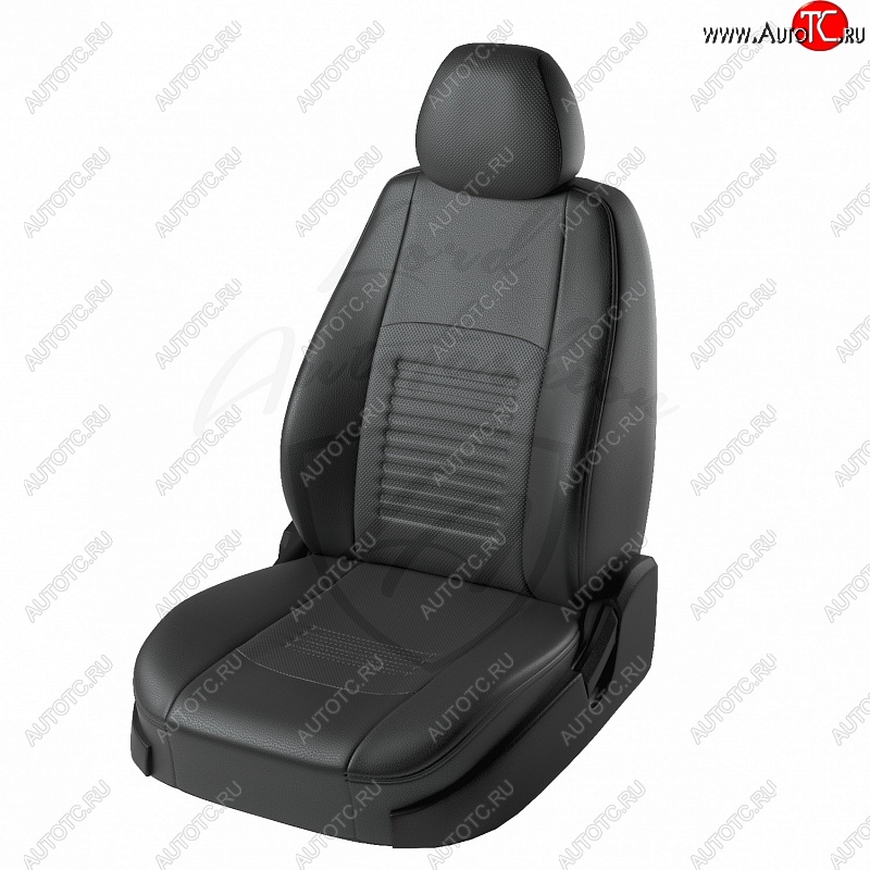 9 449 р. Чехлы для сидений Lord Autofashion Турин (экокожа)  Hyundai Accent  седан ТагАЗ (2001-2012) (Чёрный, вставка чёрная)  с доставкой в г. Москва