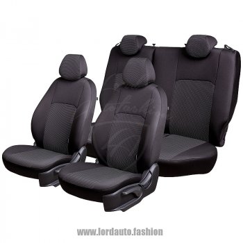 4 249 р. Чехлы для сидений Lord Autofashion Дублин (жаккард) Hyundai Accent седан ТагАЗ (2001-2012) (Черный, вставка Ёж Белый)  с доставкой в г. Москва. Увеличить фотографию 2