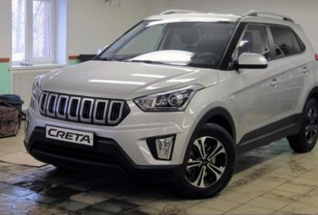 8 099 р. Решётка радиатора Next  Hyundai Creta  GS (2015-2021) дорестайлинг, рестайлинг (цвет: Чёрный матовый с серебристым выделением ноздрей)  с доставкой в г. Москва. Увеличить фотографию 1