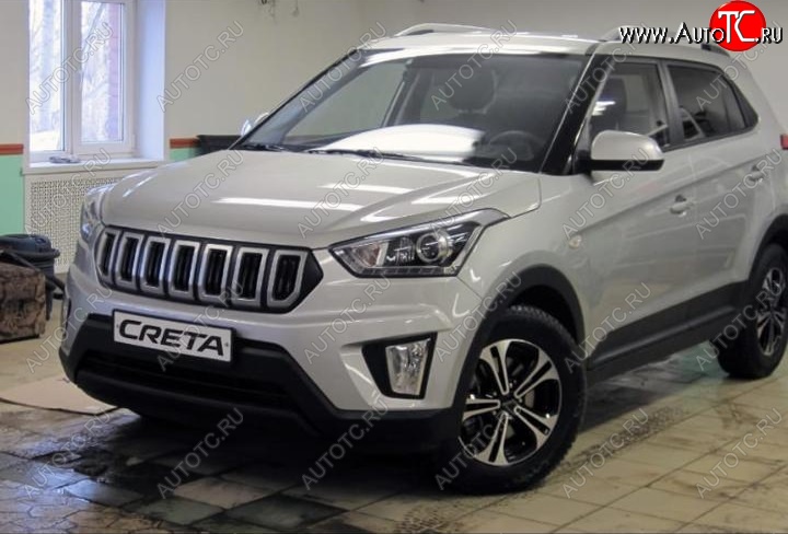 8 099 р. Решётка радиатора Next Hyundai Creta GS дорестайлинг (2015-2019) (цвет: Чёрный матовый с серебристым выделением ноздрей)  с доставкой в г. Москва