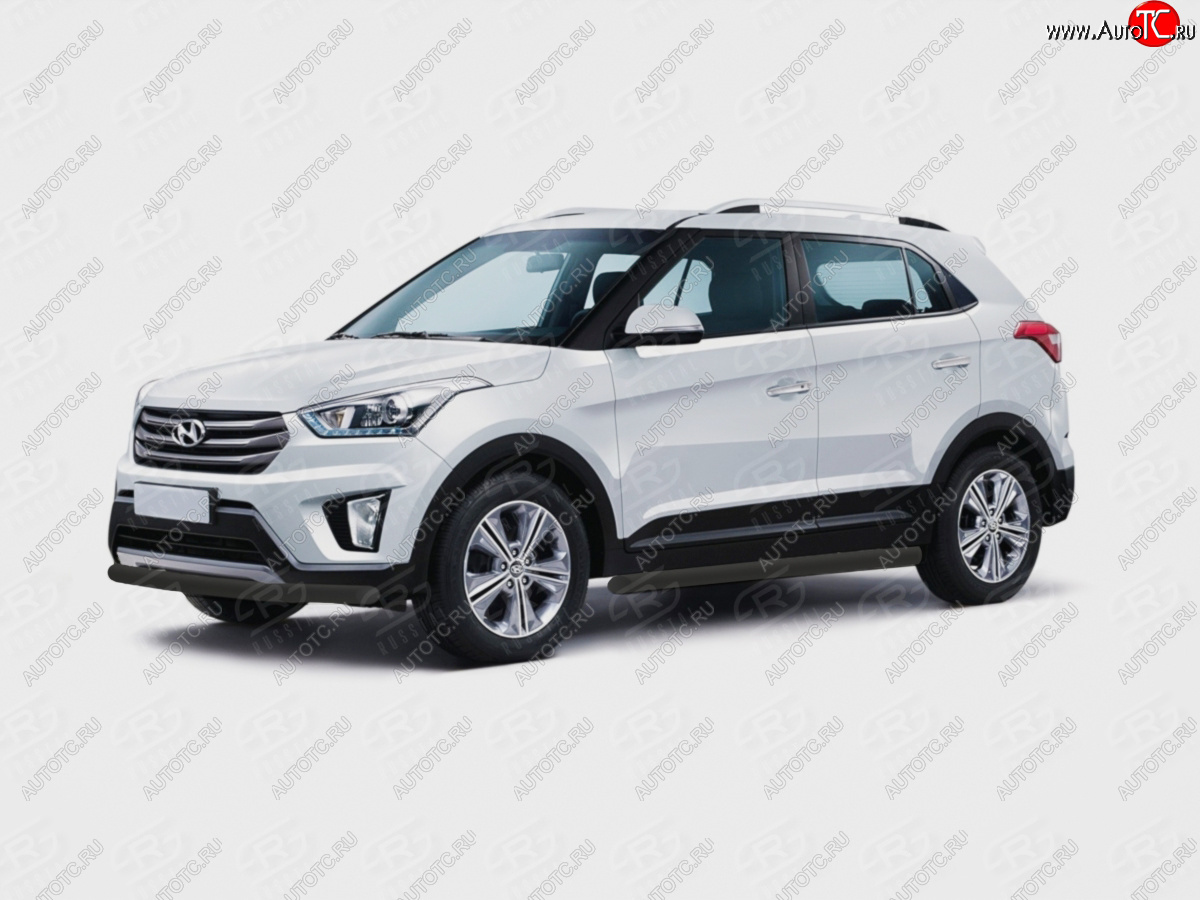 10 999 р. Защита переднего бампера (Ø63 мм, окрашенная) SLITKOFF Hyundai Creta GS дорестайлинг (2015-2019) (цвет черный муар)  с доставкой в г. Москва