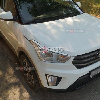 1 499 р. Реснички на фары MV-Tuning  Hyundai Creta  GS (2015-2021) дорестайлинг, рестайлинг (Неокрашенные)  с доставкой в г. Москва. Увеличить фотографию 1