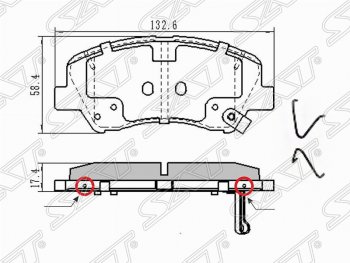 1 439 р. Колодки тормозные передние SAT (в комплекте с прижимными пластинами)  Hyundai Creta  GS (2015-2021), Hyundai Solaris  HCR (2017-2022), KIA Rio ( 4 FB,  4 YB) (2016-2024)  с доставкой в г. Москва. Увеличить фотографию 1