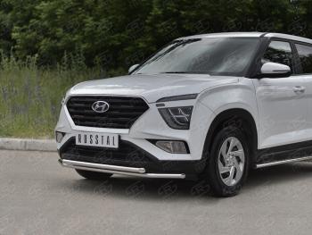 14 999 р. Защита переднего бампера (2 трубы Ø42 мм, нержавейка) SLITKOFF  Hyundai Creta  SU (2020-2022)  с доставкой в г. Москва. Увеличить фотографию 2