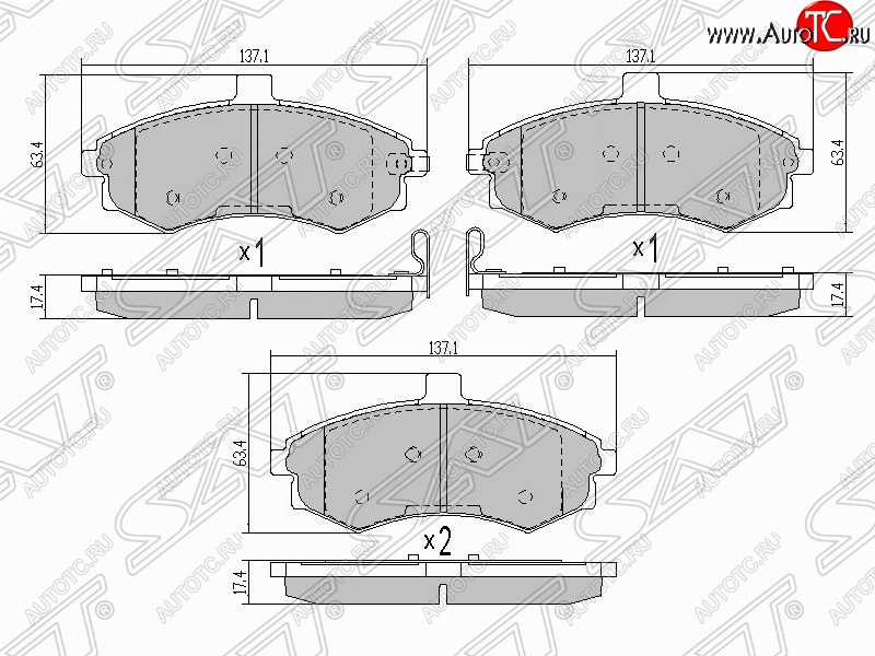 1 059 р. Колодки тормозные SAT (передние) Hyundai Elantra XD седан дорестайлинг (2000-2003)  с доставкой в г. Москва