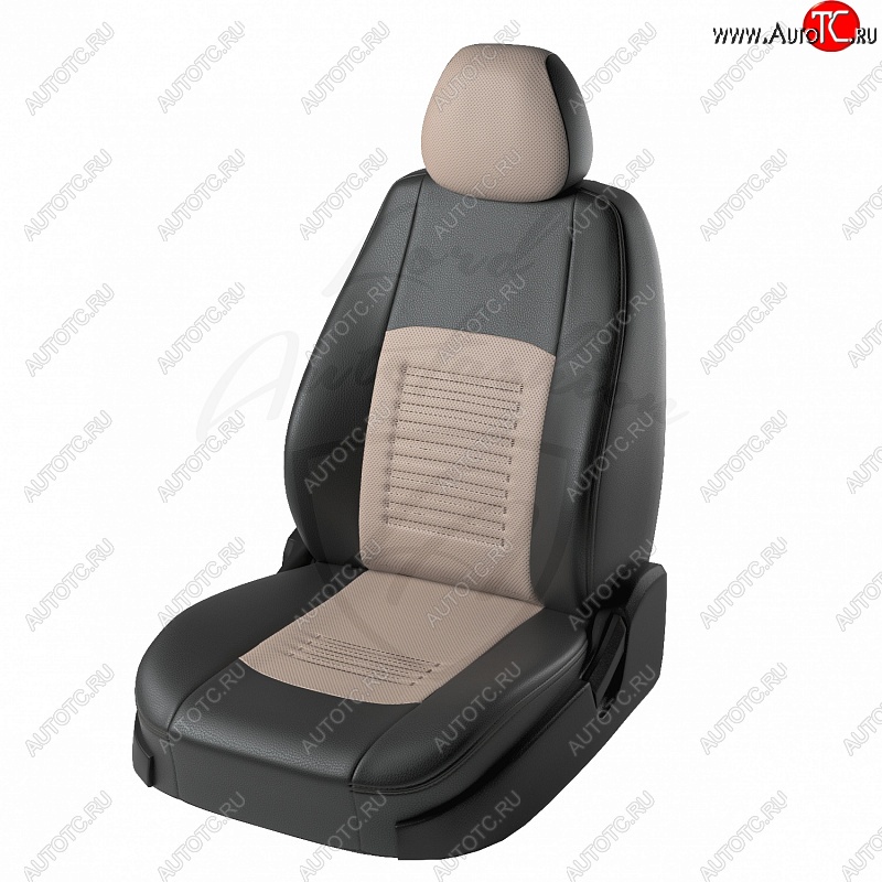 8 749 р. Чехлы для сидений Lord Autofashion Турин (экокожа) Hyundai Elantra HD (2006-2011) (Чёрный, вставка бежевая)  с доставкой в г. Москва