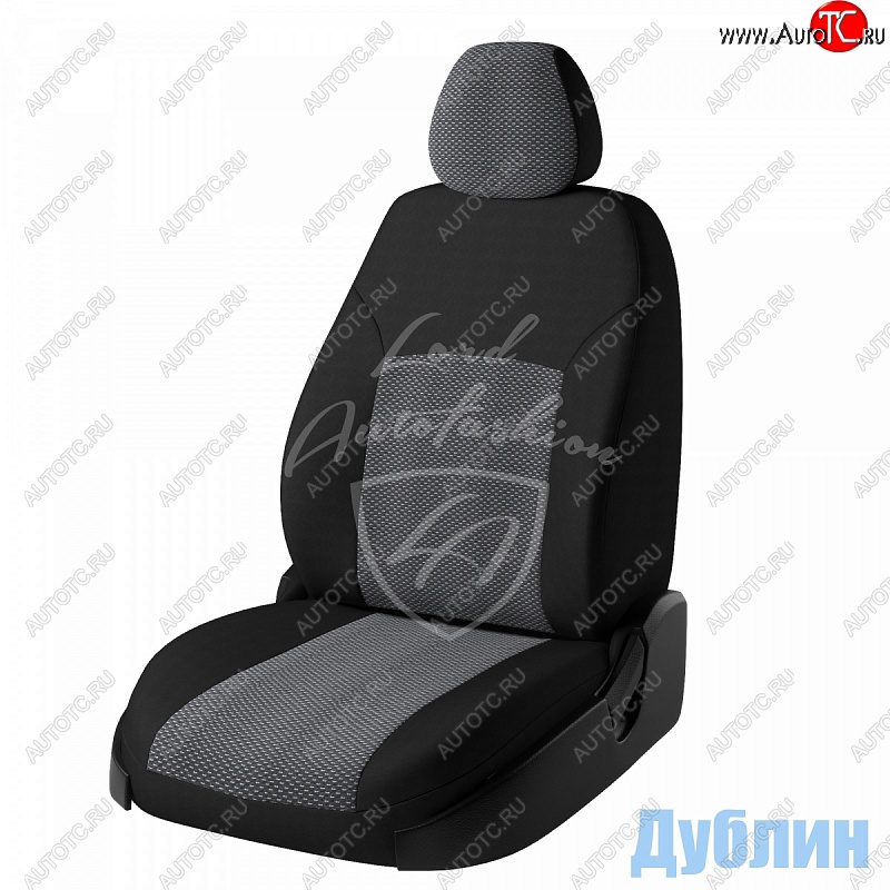 5 899 р. Чехлы для сидений Lord Autofashion Дублин (жаккард, раздельная спинка)  Hyundai Getz  TB (2005-2010) хэтчбэк 5 дв. рестайлинг (Черный, вставка Ёж Белый)  с доставкой в г. Москва