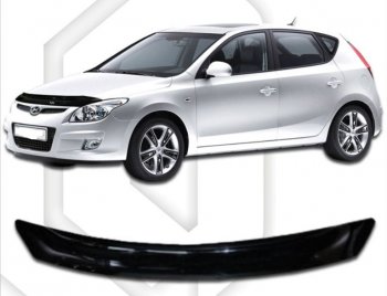 1 899 р. Дефлектор капота CA-Plastic  Hyundai I30  FD (2007-2012) универсал дорестайлинг, хэтчбек дорестайлинг, универсал рестайлинг, хэтчбэк 5 дв. рестайлинг (Classic черный, Без надписи)  с доставкой в г. Москва. Увеличить фотографию 1