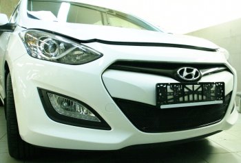 1 599 р. Сетка в воздухозаборник бампера Arbori (15 мм) Hyundai I30 2 GD дорестайлинг универсал (2011-2015) (Черная)  с доставкой в г. Москва. Увеличить фотографию 2