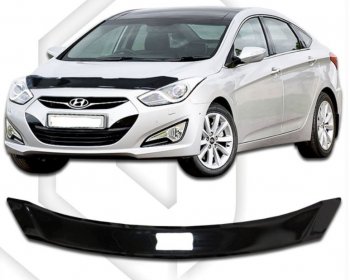 1 999 р. Дефлектор капота CA-Plastic  Hyundai I40  1 VF (2011-2019) дорестайлинг седан, дорестайлинг универсал, рестайлинг седан, рестайлинг универсал (Classic черный, Без надписи)  с доставкой в г. Москва. Увеличить фотографию 1