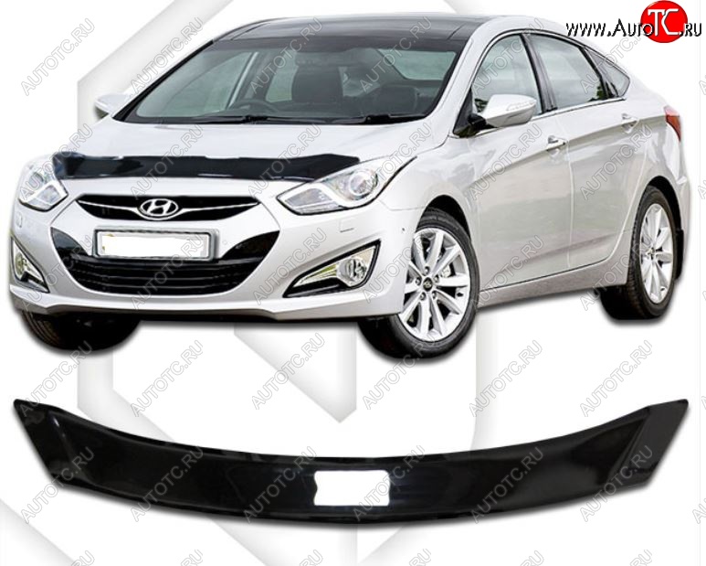 1 999 р. Дефлектор капота CA-Plastic  Hyundai I40  1 VF (2011-2019) дорестайлинг седан, дорестайлинг универсал, рестайлинг седан, рестайлинг универсал (Classic черный, Без надписи)  с доставкой в г. Москва