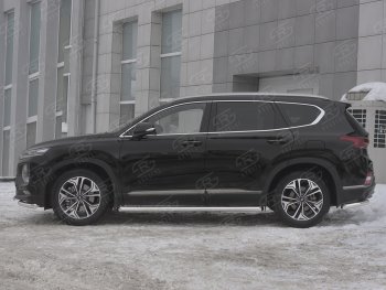 23 949 р. Пороги из трубы d63 SLITKOFF Hyundai Santa Fe TM дорестайлинг (2018-2021) (Вариант 1 (со скосами на торцах))  с доставкой в г. Москва. Увеличить фотографию 2