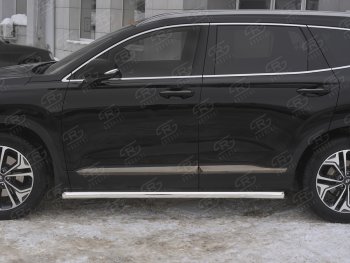 23 949 р. Пороги из трубы d63 SLITKOFF Hyundai Santa Fe TM дорестайлинг (2018-2021) (Вариант 1 (со скосами на торцах))  с доставкой в г. Москва. Увеличить фотографию 3