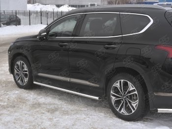 31 649 р. Пороги из трубы 120х60 овал с проступью Russtal  Hyundai Santa Fe  TM (2018-2022) дорестайлинг, рестайлинг  с доставкой в г. Москва. Увеличить фотографию 1