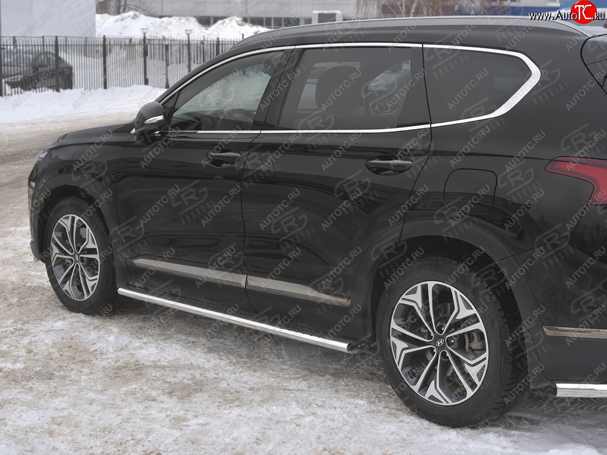 31 649 р. Пороги из трубы 120х60 овал с проступью Russtal Hyundai Santa Fe TM дорестайлинг (2018-2021)  с доставкой в г. Москва