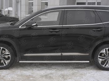 20 999 р. Пороги из труб 75х42 с проступью Russtal Hyundai Santa Fe TM дорестайлинг (2018-2021)  с доставкой в г. Москва. Увеличить фотографию 3