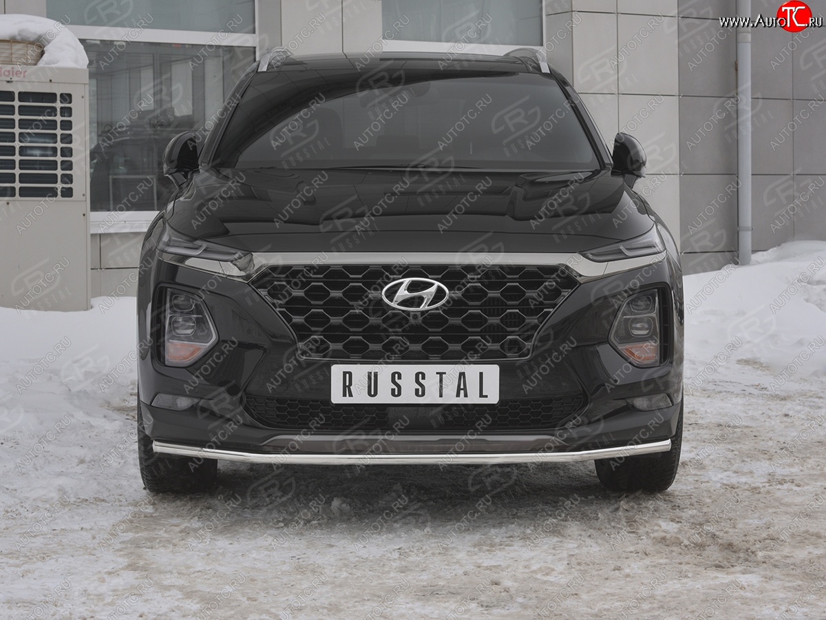 15 499 р. Защита переднего бампера (Ø42 мм, нержавейка) SLITKOFF  Hyundai Santa Fe  TM (2018-2021) дорестайлинг  с доставкой в г. Москва