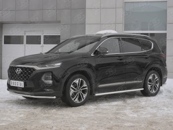 15 499 р. Защита переднего бампера (Ø42 мм, нержавейка) SLITKOFF  Hyundai Santa Fe  TM (2018-2021) дорестайлинг  с доставкой в г. Москва. Увеличить фотографию 2