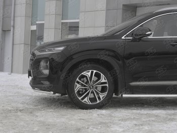 15 499 р. Защита переднего бампера (Ø42 мм, нержавейка) SLITKOFF  Hyundai Santa Fe  TM (2018-2021) дорестайлинг  с доставкой в г. Москва. Увеличить фотографию 3