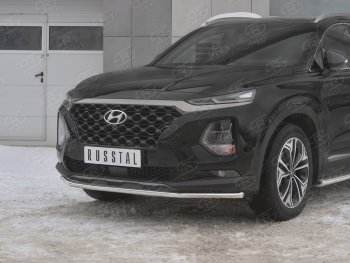 15 499 р. Защита переднего бампера (Ø42 мм, нержавейка) SLITKOFF  Hyundai Santa Fe  TM (2018-2021) дорестайлинг  с доставкой в г. Москва. Увеличить фотографию 4