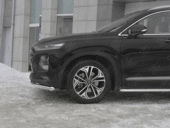 16 699 р. Защита переднего бампера (Ø63 мм, нержавейка) SLITKOFF  Hyundai Santa Fe  TM (2018-2021) дорестайлинг  с доставкой в г. Москва. Увеличить фотографию 3