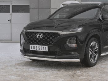 16 699 р. Защита переднего бампера (Ø63 мм, нержавейка) SLITKOFF  Hyundai Santa Fe  TM (2018-2021) дорестайлинг  с доставкой в г. Москва. Увеличить фотографию 4