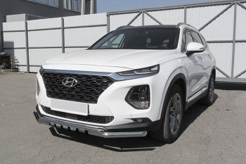 Защита переднего бампера Slitkoff (с декоративными элементами, d57/42) Hyundai (Хюндаи) Santa Fe (Санта)  TM (2018-2021) TM дорестайлинг ()