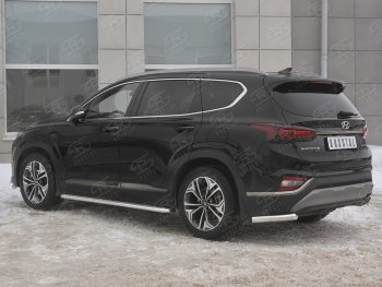 14 499 р. Защита заднего бампера (Ø63 мм уголки, нержавейка) SLITKOFF Hyundai Santa Fe TM дорестайлинг (2018-2021)  с доставкой в г. Москва. Увеличить фотографию 2