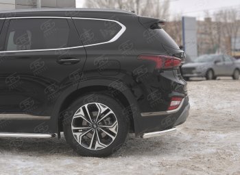 14 499 р. Защита заднего бампера (Ø63 мм уголки, нержавейка) SLITKOFF Hyundai Santa Fe TM дорестайлинг (2018-2021)  с доставкой в г. Москва. Увеличить фотографию 3