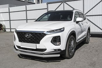 Защита переднего бампера Slitkoff (d57 мм) Hyundai Santa Fe TM дорестайлинг (2018-2021)