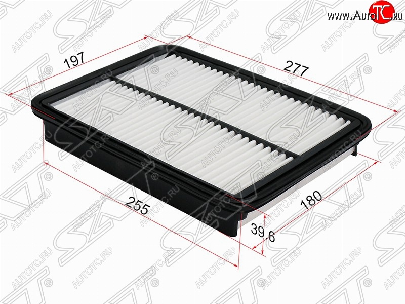 329 р. Фильтр воздушный двигателя (diesel 2.0, 2.2) SAT (277х197х39.6 mm)  Hyundai Santa Fe  CM (2009-2012), KIA Sorento  XM (2009-2015)  с доставкой в г. Москва