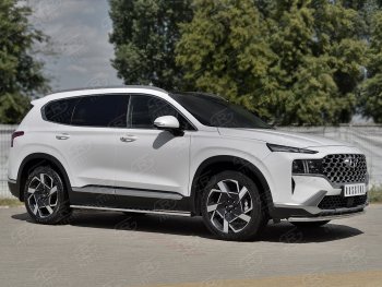 16 999 р. Защита переднего бампера (Ø42 мм секции, нержавейка) SLITKOFF Hyundai Santa Fe TM рестайлинг (2020-2022)  с доставкой в г. Москва. Увеличить фотографию 3