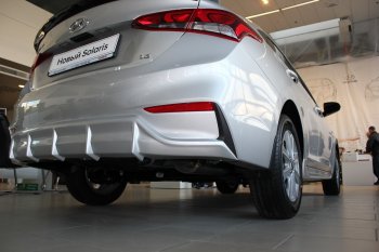 4 999 р. Накладка заднего бампера Автократ Hyundai Solaris HCR седан дорестайлинг (2017-2020) (Неокрашенная)  с доставкой в г. Москва. Увеличить фотографию 4