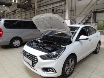 2 049 р. Упоры капота Russtal  Hyundai Solaris  HCR (2017-2020) седан дорестайлинг  с доставкой в г. Москва. Увеличить фотографию 1