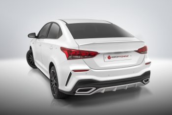 17 999 р. Задний бампер Quant Hyundai Solaris HCR седан дорестайлинг (2017-2020) (Без отверстий под парктроник, Неокрашенный)  с доставкой в г. Москва. Увеличить фотографию 2