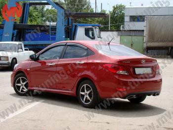 5 999 р. Пороги накладки ZEUS Hyundai Solaris RBr седан дорестайлинг (2010-2014) (Неокрашенный)  с доставкой в г. Москва. Увеличить фотографию 2