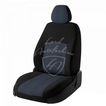 5 699 р. Чехлы для сидений Lord Autofashion Дублин (жаккард, раздельная спинка)  Hyundai Solaris  RBr (2010-2017) хэтчбэк дорестайлинг, хэтчбэк рестайлинг (Черный, вставка Ёж Синий)  с доставкой в г. Москва. Увеличить фотографию 1