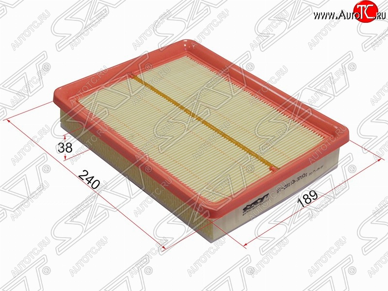 284 р. Фильтр воздушный двигателя SAT (240х180х38 mm)  Hyundai Trajet (1999-2008)  с доставкой в г. Москва