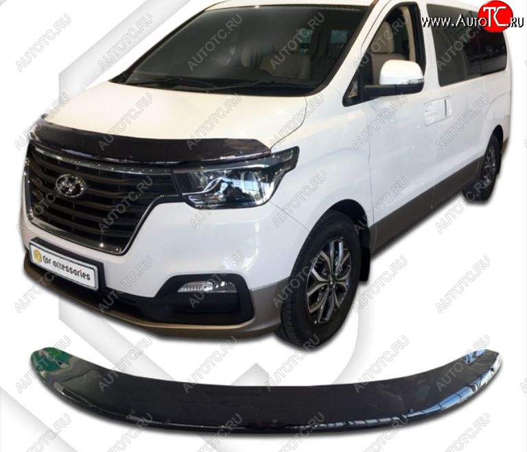 2 899 р. Дефлектор капота CA-Plastik exclusive  Hyundai Starex/Grand Starex/H1  TQ (2017-2022) 2-ой рестайлинг (Classic черный, Без надписи)  с доставкой в г. Москва