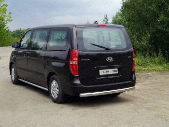 Защита заднего бампера (овальная) ТСС (нержавейка d 75х42 мм) Hyundai Starex/Grand Starex/H1 TQ 2-ой рестайлинг (2017-2022)