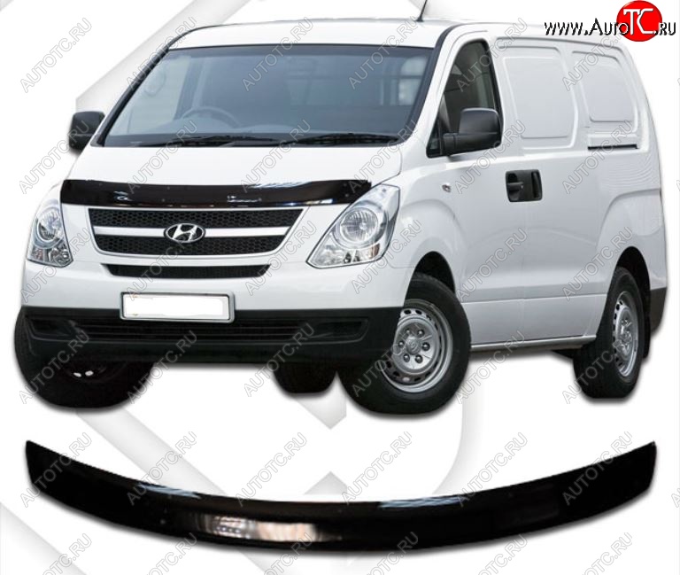 2 159 р. Дефлектор капота CA-Plastiс  Hyundai Starex/Grand Starex/H1  TQ (2014-2018) рестайлинг (Classic черный, Без надписи)  с доставкой в г. Москва