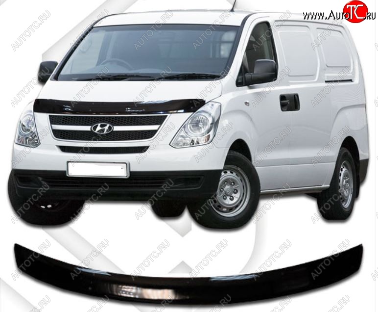 2 159 р. Дефлектор капота CA-Plastic  Hyundai Starex/Grand Starex/H1  TQ (2007-2018) дорестайлинг, рестайлинг (Classic черный, Без надписи)  с доставкой в г. Москва