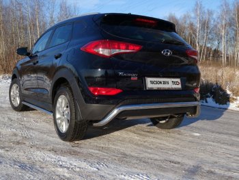 Защита заднего бампера ТСС (нержавейка d 60,3 мм) (кенгурин) Hyundai (Хюндаи) Tucson (Туссон)  TL (2015-2018) TL дорестайлинг